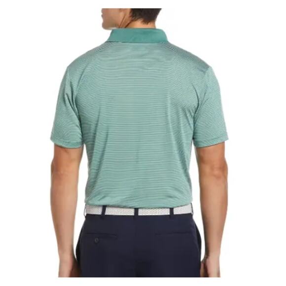 Adidas Green Striped Climalite Polo Shirt Sz L - Picture 11 of 13